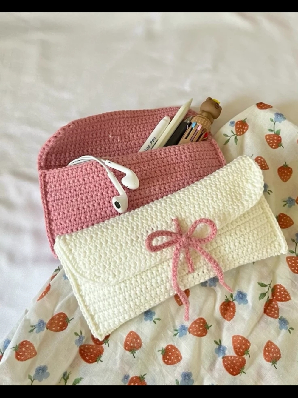 Handmade Crochet Pouches Pink